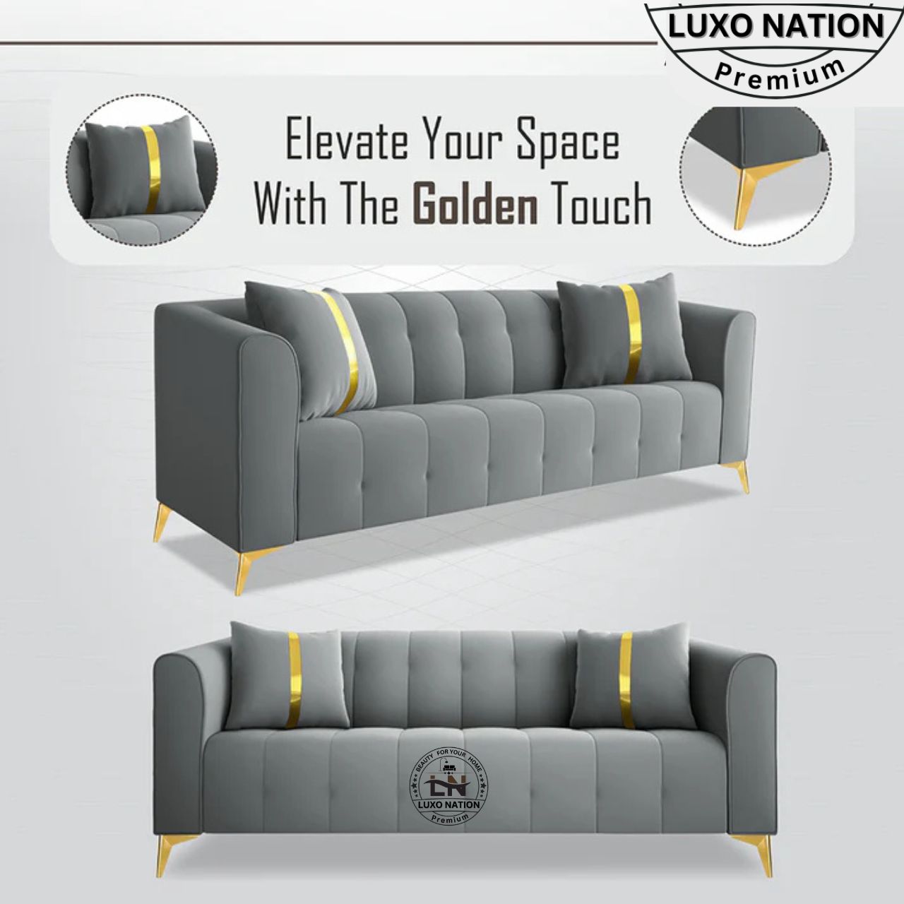 Luxo Nation Luxury Sofa Set  – Premium Quality & Velvet Suede Design